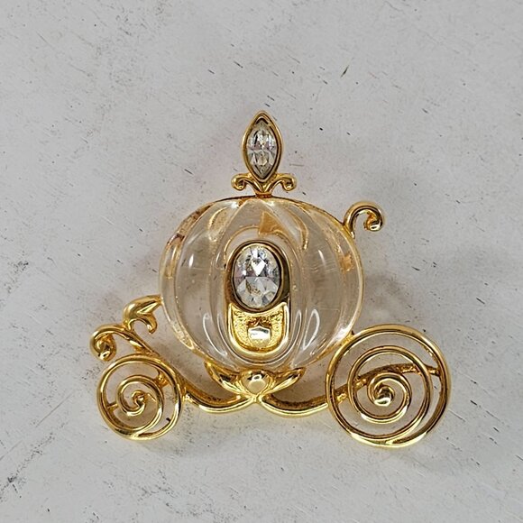 Vintage Disney Napier Cinderella's Carriage Rhinestone & Gold Tone Brooch Pin - Picture 4 of 6